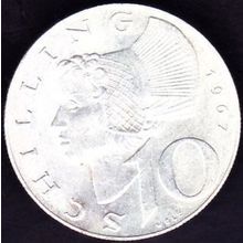 1967 Austria 10 Schilling Silver Coin