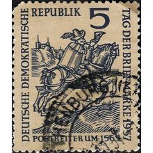 DDR, Horseback posthorn, Stamp Day 1957, 5pf