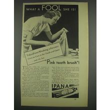 1933 Ipana Tooth Paste Ad - Takes Pains Washing Sweater