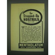 1939 Mentholatum ointment Ad - For Stopped-up Nostrils