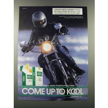 1986 Kool Cigarettes Ad - Break away to refreshing taste. Come up to Kool