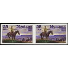 2401 Variety, Montana 25¢ Unused Imperforate Pair ERROR (PW) - Stuart Katz