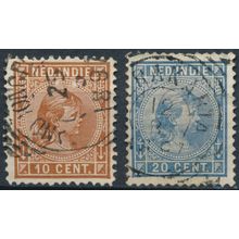 Queen Wilhelmina Raeder: 10c & 20c - Netherlands Indies 1892 - FH - MiNr 23 & 26