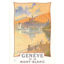 Geneve Et Le Mont Blanc Geneve Swiss Tourism Office 1908 Poster Postcard