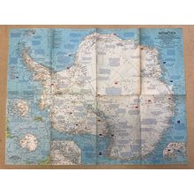 1963 Antarctica National Geographic Folding Map Labeled In Detail Explorers Etc