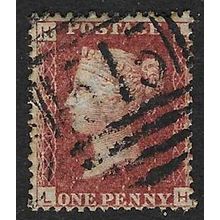 GB 1858 QUEEN VICTORIA 1d RED PLATE 193 USED SG43 / 44 " LH "