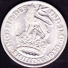 1930 Great Britain 1 Shilling Silver Coin