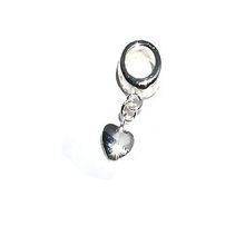 Sterling Silver European Style Bead with Dangle heart 5mm Hole
