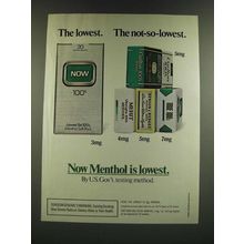 1986 Now Cigarettes Ad - The Lowest. The Not-so-Lowest