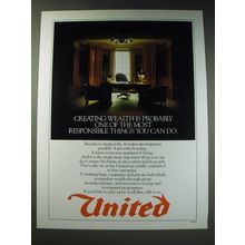 1987 United Bank Ad - Creating wealth is one of the most responsible things