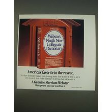 1989 Merriam-Webster Dictionary Ad - America's favorite to rescue