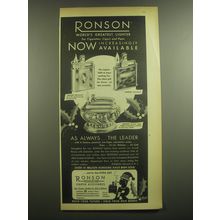 1945 Ronson Cigarette Lighters Advertisement - Standard, Whirlwind, Crown