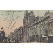 Collins Street West Melbourne Antique 1907 Postcard