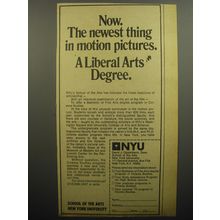 1974 New York University School of the Arts Ad - newest thing in motion pictures