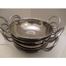 6 x Stainless Steel - Balti Dishes With Handles