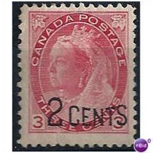 Canada 1899 SG172 2c on 3c Rose Carmine Mounted Mint