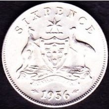 1956 Australia 1 Sixpence coin