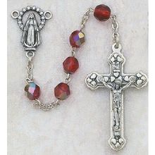 July Birthstone, Ruby Rosary, Plus two free prayer cards and Velvet Pouch