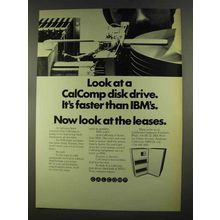 1972 Calcomp Disk Drive Ad - Faster Than IBM's