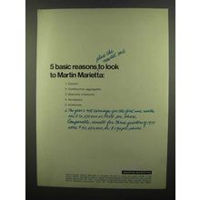 1974 Martin Marietta Ad - 5 Basic Reasons to Look