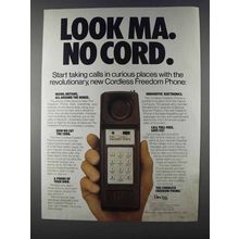 1980 Electra Cordless Freedom Phone Ad - Look Ma