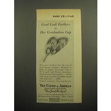 1960 Van Cleef & Arpels Jewelry Ad - Good luck feathers in her graduation cap