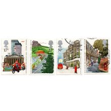 QUEEN ELIZABETH 11 G.B. SET 4 FINE USED 350th.ROYAL MAIL ANNIV. STAMPS 1985 L/H