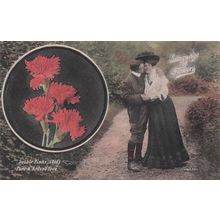 Language Of Flowers Double Pinks Pure & Ardent Love Old Postcard