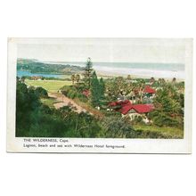 Postcard South Africa Cape The Wilderness lagoon beach & sea with hotel unposted