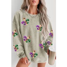 Green Glitter Mardi Gras Symbol Corded Baggy Sweatshirt