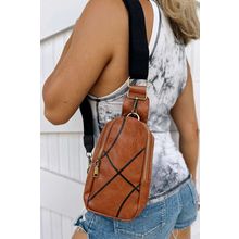Chestnut Balls Pattern PU Leather Zipped Sling Bag