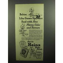 1946 Heinz Baby Food Ad - Fine Flavor, Color, Texture