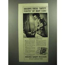 1946 Heinz Baby Food Ad - Observe These Safety Firsts