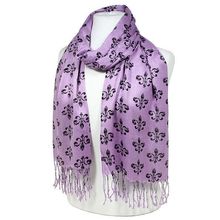Scarf - Fleur De Lis Print Shawl - Purple Color - SF-SHL1704PL