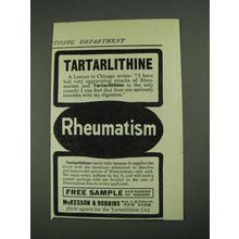1908 McKesson & Robbins Tartarlithine Ad - NICE