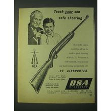1958 BSA .22 Airsporter Rifle Ad - Teach your son safe shooting