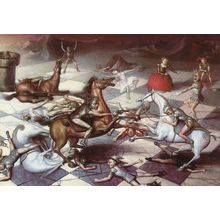 Real Life Chess Board War Andre Barros French Painting Postcard