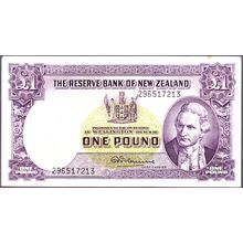 1960 - 1967 New Zealand Banknote 1 Pound Fleming with security thread