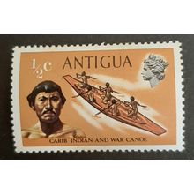 Antigua: 1970 - Ships - ½c Carib Indian and War Canoe - Used Stamp