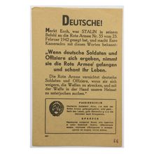 Original WW2 Russian/Soviet Air Drop Propaganda Leaflet. - Code 988. - 1942.