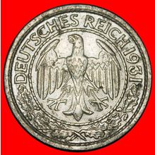 Ⰶ EAGLE (1927-1938): GERMANY ★ 50 PFENNIGS 1931A UNCOMMON ★LOW START★NO RESERVE