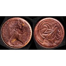 Australia Two Cent 1967 Used, Coin Frilled neck-lizard 2c QE II