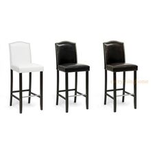 2 Black Brown Or White Modern Bar Stools Faux Leather Nail Head Solid Wood Frame