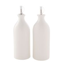 Oil Bottles White Ribbed Ceramic 24 CM Gift Home Decor Kitchen