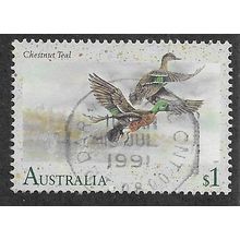 AUS 1991 $1.00 'BIRDS - CHESTNUT TEAL' FINE USED (EBID68-692)