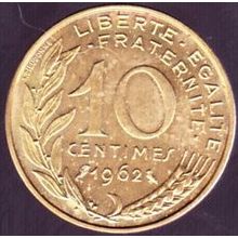 1962 France 10 Centimes Coin