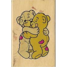 Bear Hug Wood Mounted Rubber Stamp. App 3.5x5.25cm. Stamping Crafts