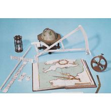 Ship Navigation Antique Equipment Globe Sandglass Atlas Postcard