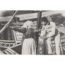 Young Lovers on Morton & Clayton Horse Boat Regents Canal 1902 Canal Postcard