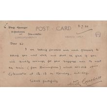 Will Gardner 1920s Entertainer Hand Signed Gloucester Hippodrome Postcard